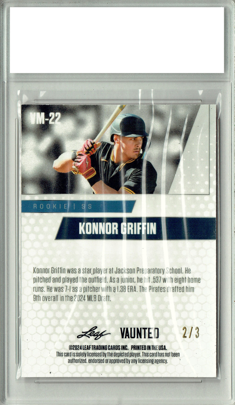 Konnor Griffin 2024 Leaf Vaunted Metal #VM-22 Orange 2/3 Made Rookie Card PGI 10