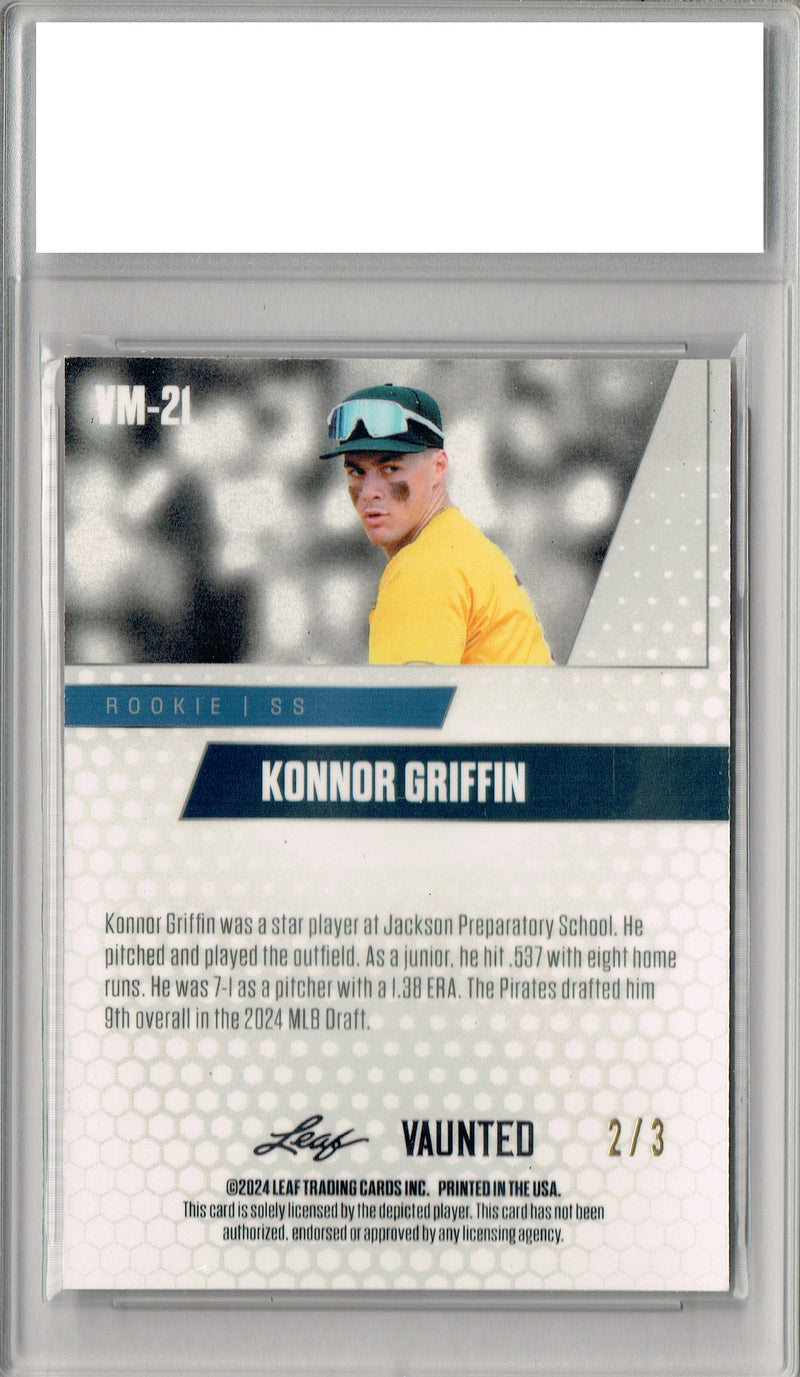 Konnor Griffin 2024 Leaf Vaunted Metal #VM-21 Orange 2/3 Made Rookie Card PGI 10