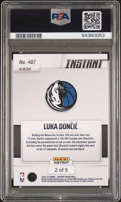 PSA 10 Luka Doncic 2023 Panini Instant #487 Versicolor #2 of 5 Rare Trading Card