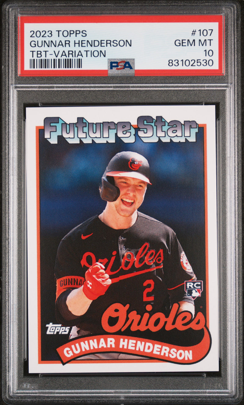 Gunnar Henderson PSA 10 2023 Topps Throwback #107 Rookie Card Variation