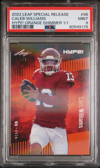 PSA 9 Caleb Williams 2022 Leaf Hype! #96 Orange Shimmer 1/1 Rookie Card