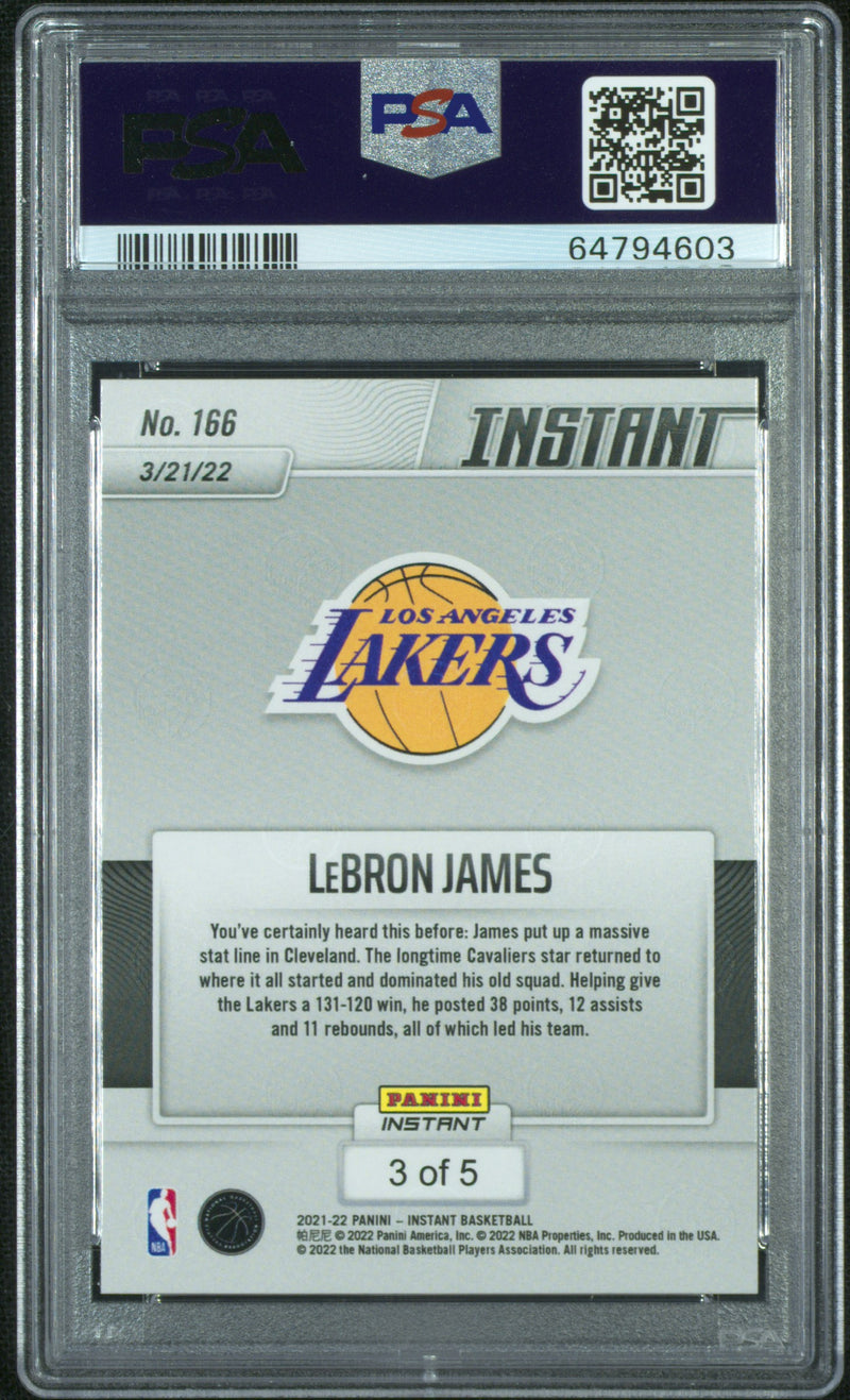 PSA 10 GEM-MT Lebron James 2021 Panini Instant #166 Rare Trading Card Versicolor #3/5