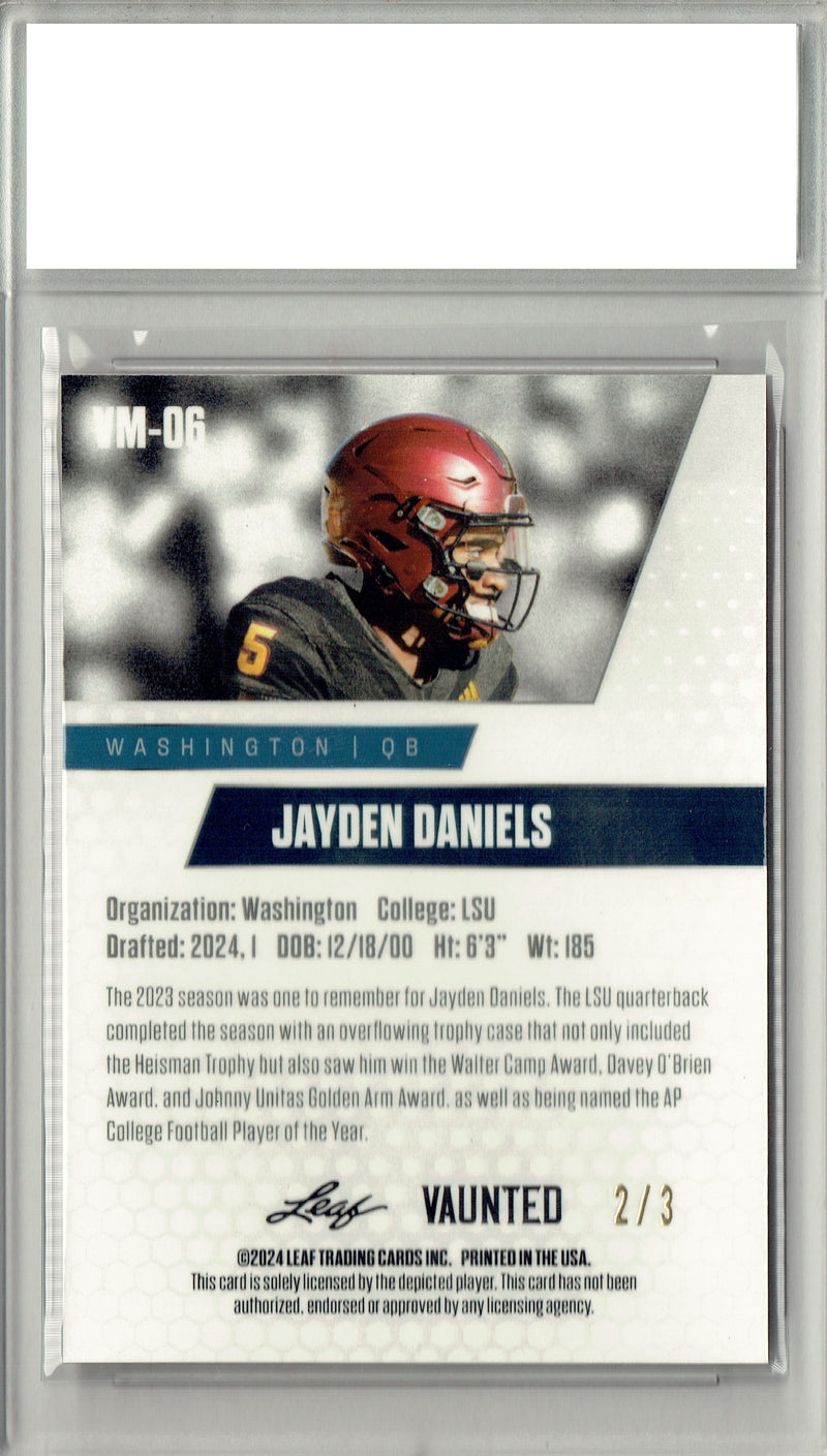 Certified Mint+ Jayden Daniels 2024 Leaf Vaunted Metal #VM-06 Orange Only 3 Made Rookie Card Washington Commanders