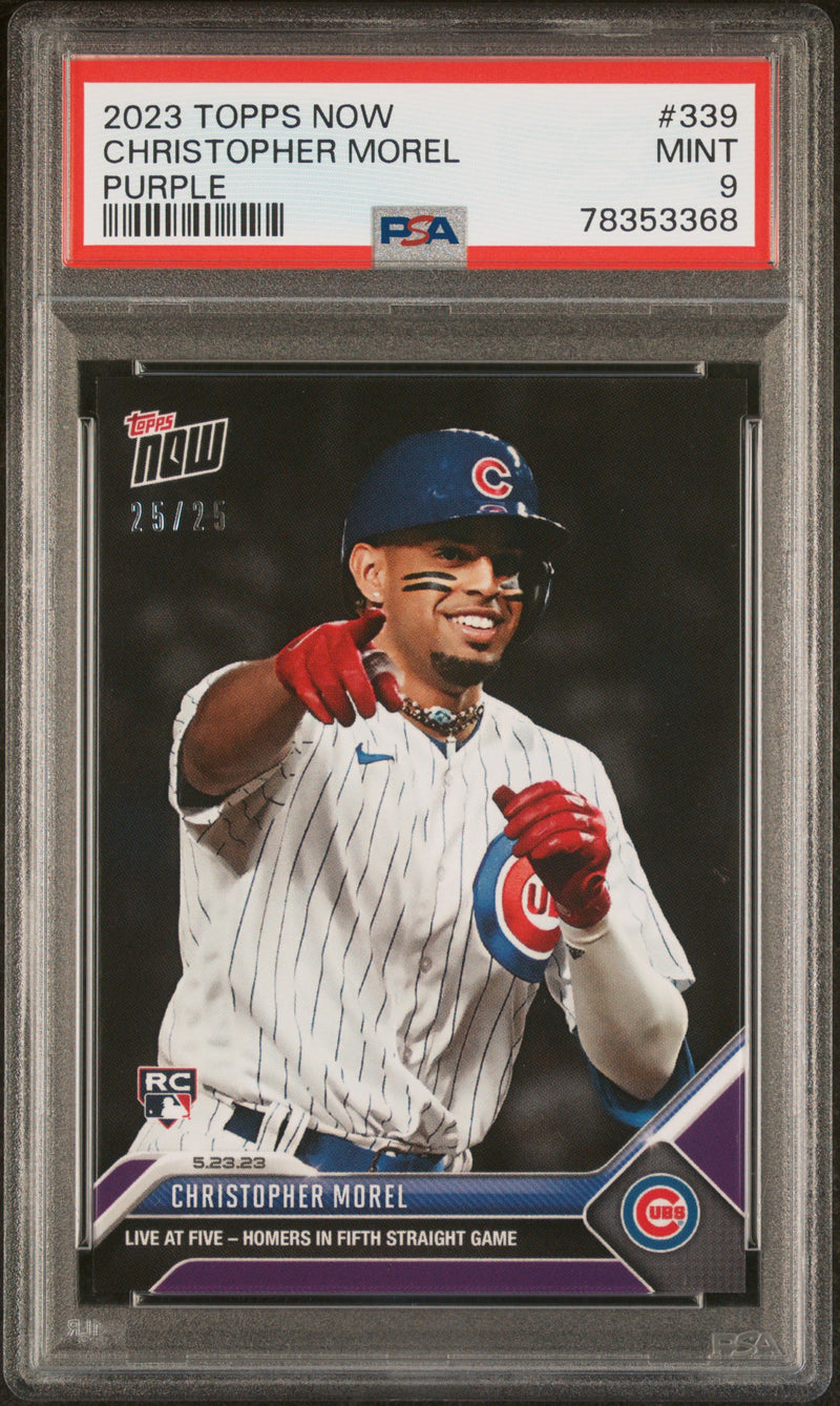 Christopher Morel PSA 9 2023 Topps Now #339 Rookie Card Purple SP #25/25