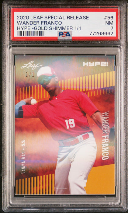 Wander Franco 2020 Leaf HYPE! #56 Rookie Card Gold Shimmer 1/1 PSA NM 7 (Near Mint)