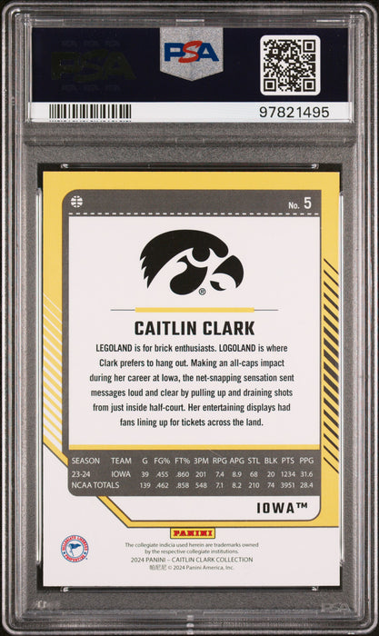 PSA 9 2024 Panini Caitlin Clark Collection #5 Vortex #384/399 Rookie Card