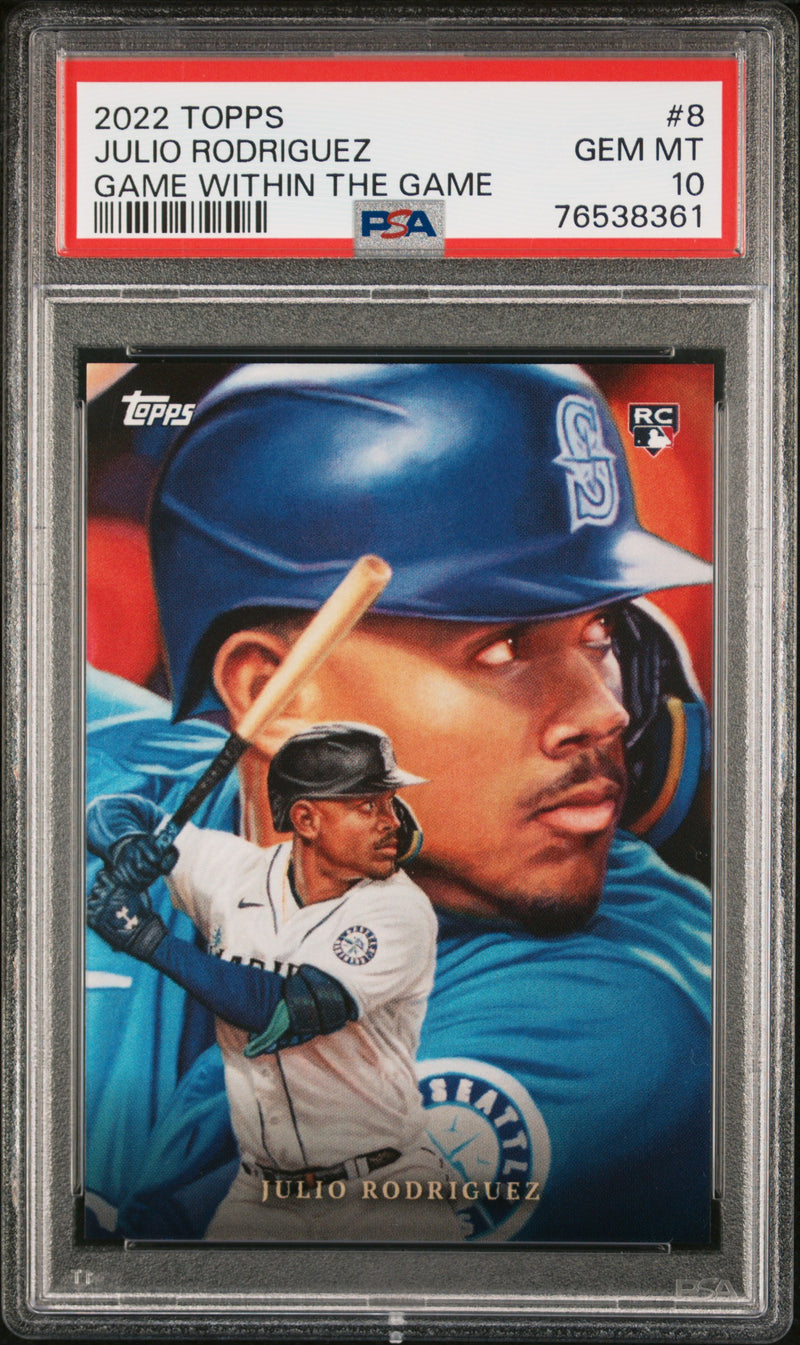 Julio Rodriguez PSA 10 2022 Topps #8 Rookie Card Game Within the Game