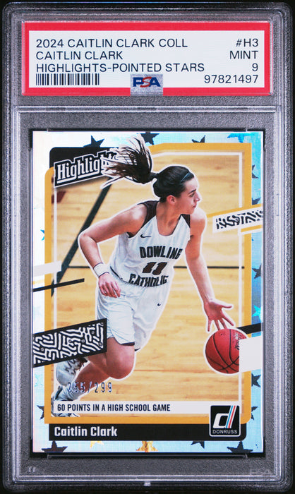 PSA 9 2024 Panini Caitlin Clark Collection Pointed Stars #H3 255/299 Rookie Card