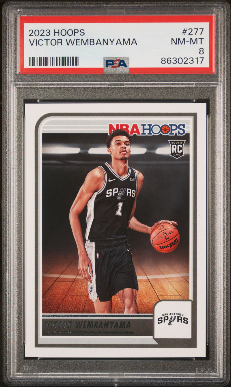 PSA 8 Victor Wembanyama 2023 NBA Hoops #277 Spurs Rookie Card San Antonio Spurs