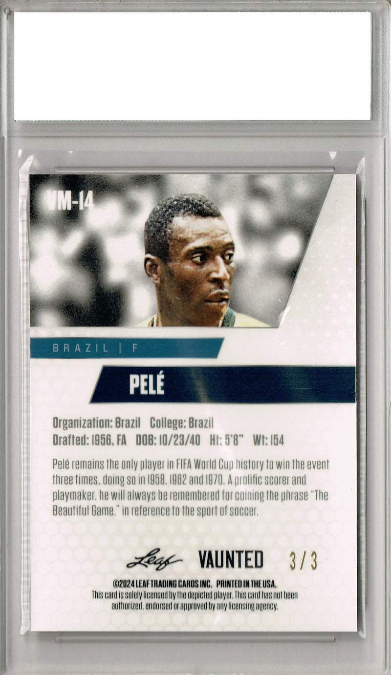 Pele 2024 Leaf Vaunted Metal #VM-14 Orange Only 3 Made Rare Trading Card PGI 10