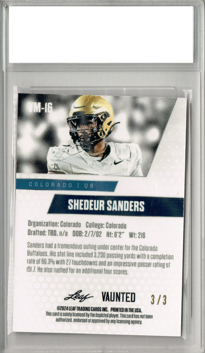Shedeur Sanders Rookie Card Cleveland Football Trading Card 2024 Leaf Vaunted Metal #VM-16 Orange Only 3 Made  Certified Mint+
