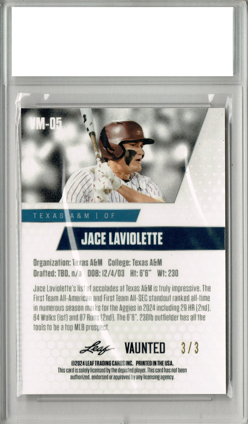 Jace LaViolette 2024 Leaf Vaunted Metal #VM-05 Orange Only 3 Made Rookie Card PGI 10