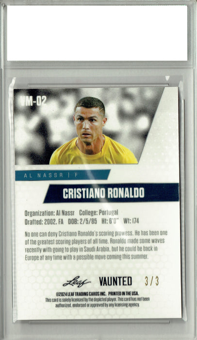 Cristiano Ronaldo 2024 Leaf Vaunted Metal #VM-02 Orange Only 3 Made Rare Trading Card PGI 10
