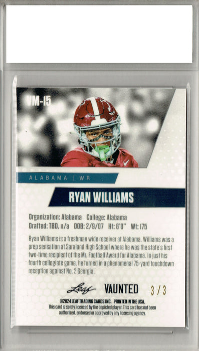 Ryan Wlliams 2024 Leaf Vaunted Metal #VM-15 Orange Only 3 Made Rookie Card PGI 10