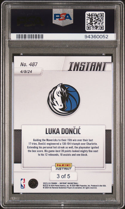 PSA 10 Luka Doncic 2023 Panini Instant #487 Versicolor #3 of 5 Rare Trading Card