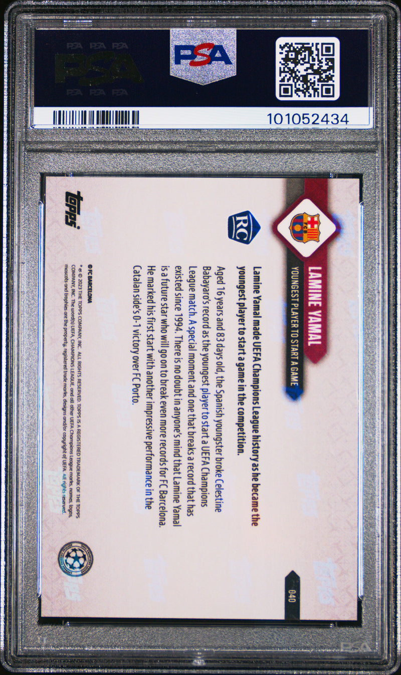 PSA 10 Lamine Yamal 2023 Topps Now #40 Youngest Player to Start Rookie Card Barcelona