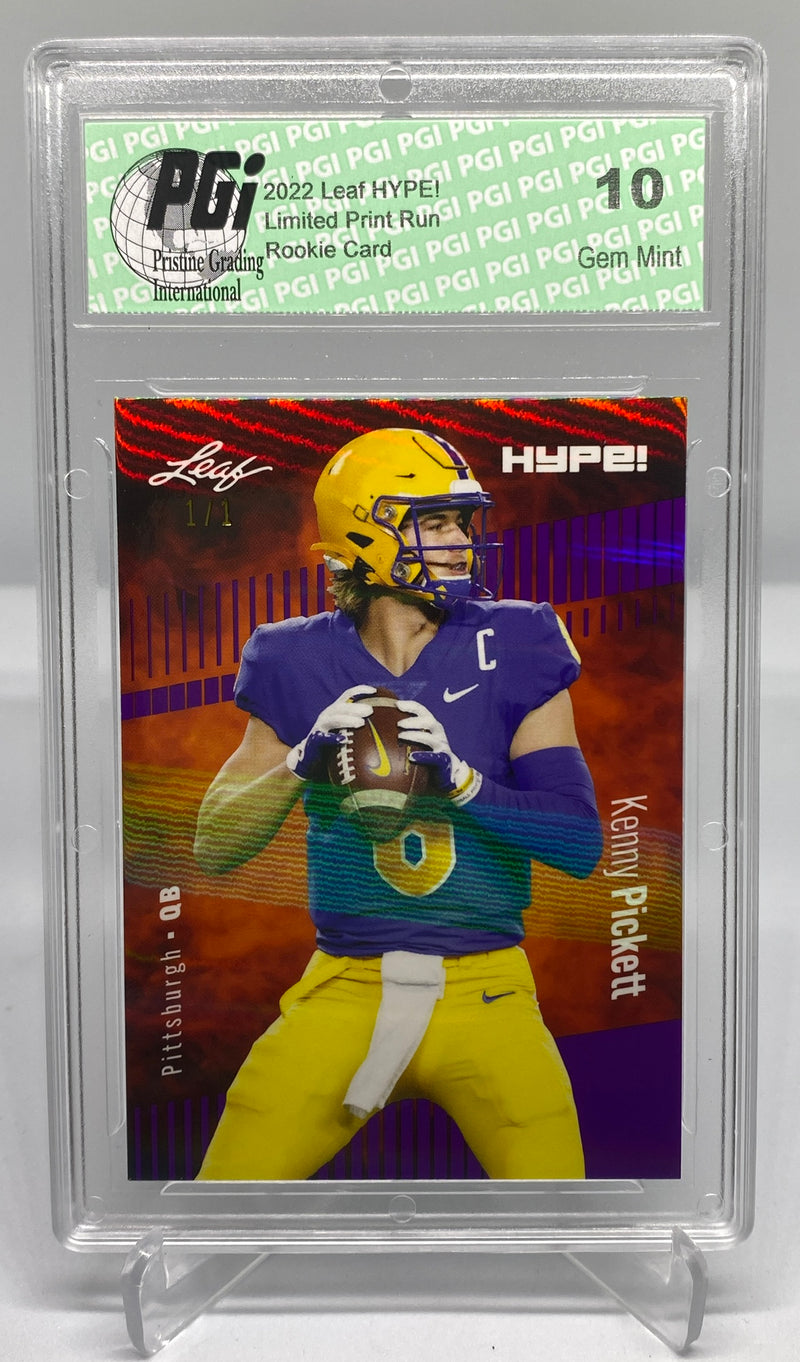 Kenny Pickett Rookie Card Pittsburgh PGI 10 Gem Mint Football Trading Card 2022 Leaf HYPE! #79A Purple Shimmer 1 of 1