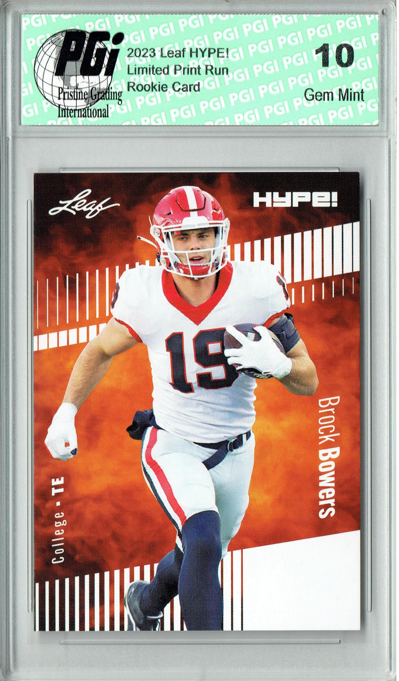 Brock Bowers Rookie Card Georgia / Las Vegas PGI 10 Gem Mint Football Trading Card 2023 Leaf HYPE! #104A Only 5000 Made!