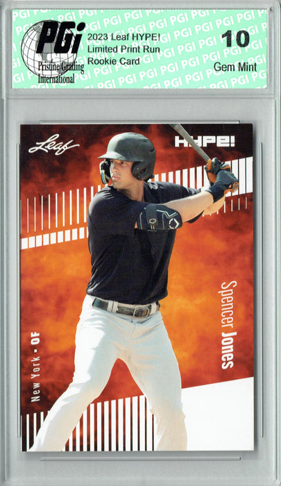 Spencer Jones 2023 Leaf HYPE! #136A Only 5000 Made NY Yankees Rookie Card PGI 10