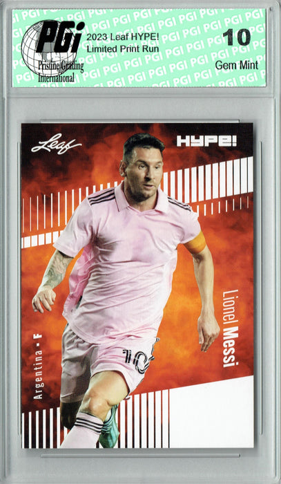 Lionel Messi 2023 Leaf HYPE! #130a Only 5000 Made! Rare Inter Miami Card PGI 10