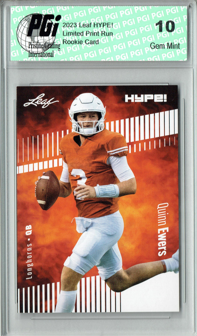 Quinn Ewers Rookie Card Texas PGI 10 Gem Mint Football Trading Card 2023 Leaf HYPE! #133 Only 5000 Made!