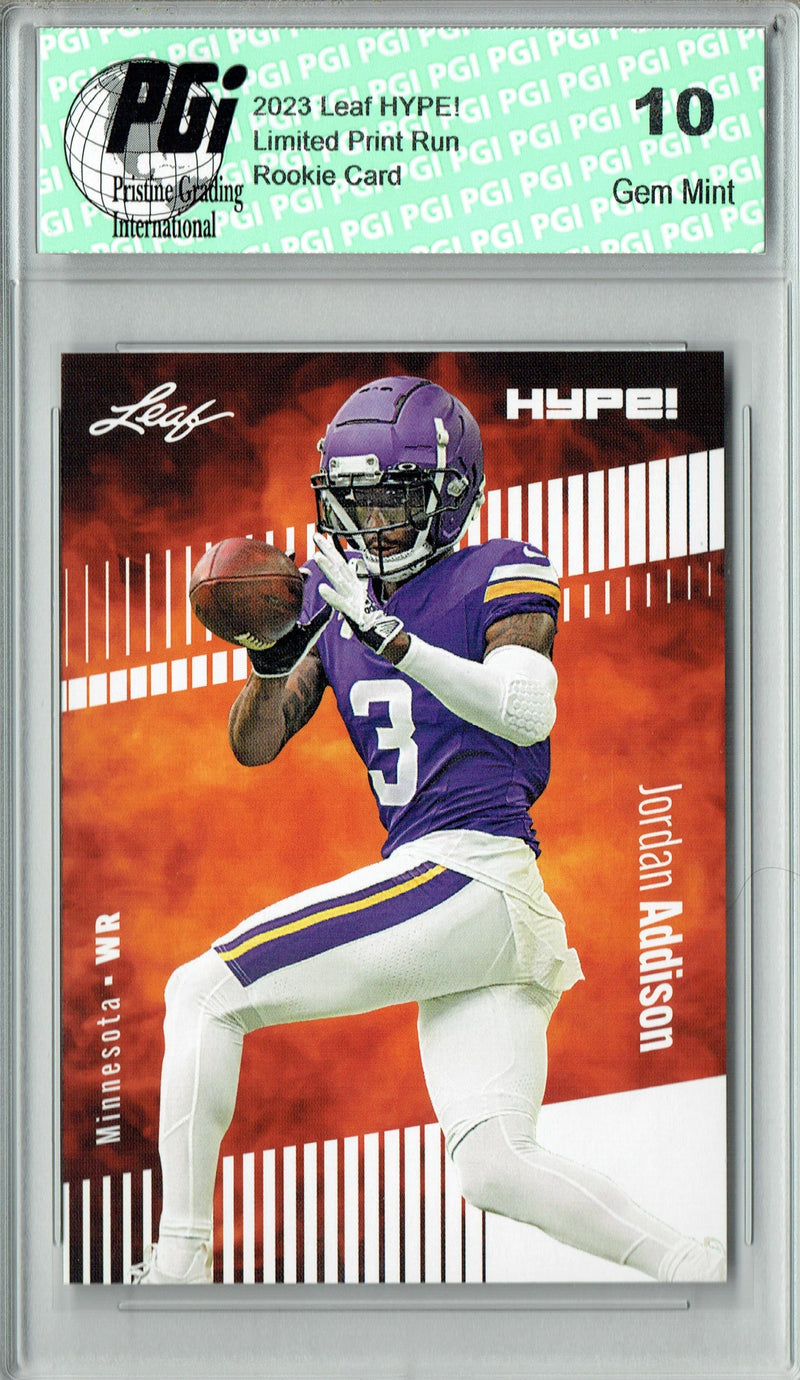 Jordan Addison Rookie Card Minnesota PGI 10 Gem Mint Football Trading Card 2023 Leaf HYPE! #127 Only 5000 Made!