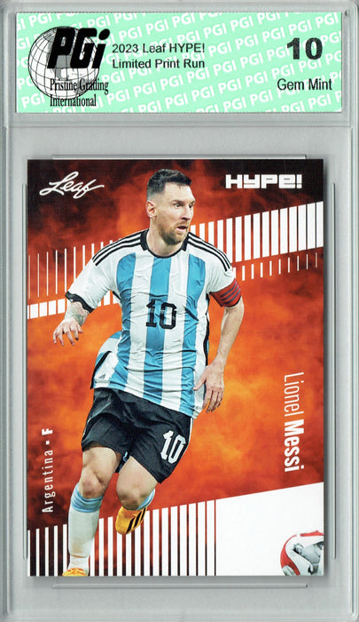 Lionel Messi 2023 Leaf HYPE! #130 Only 5000 Made! Rare Argentina Card PGI 10