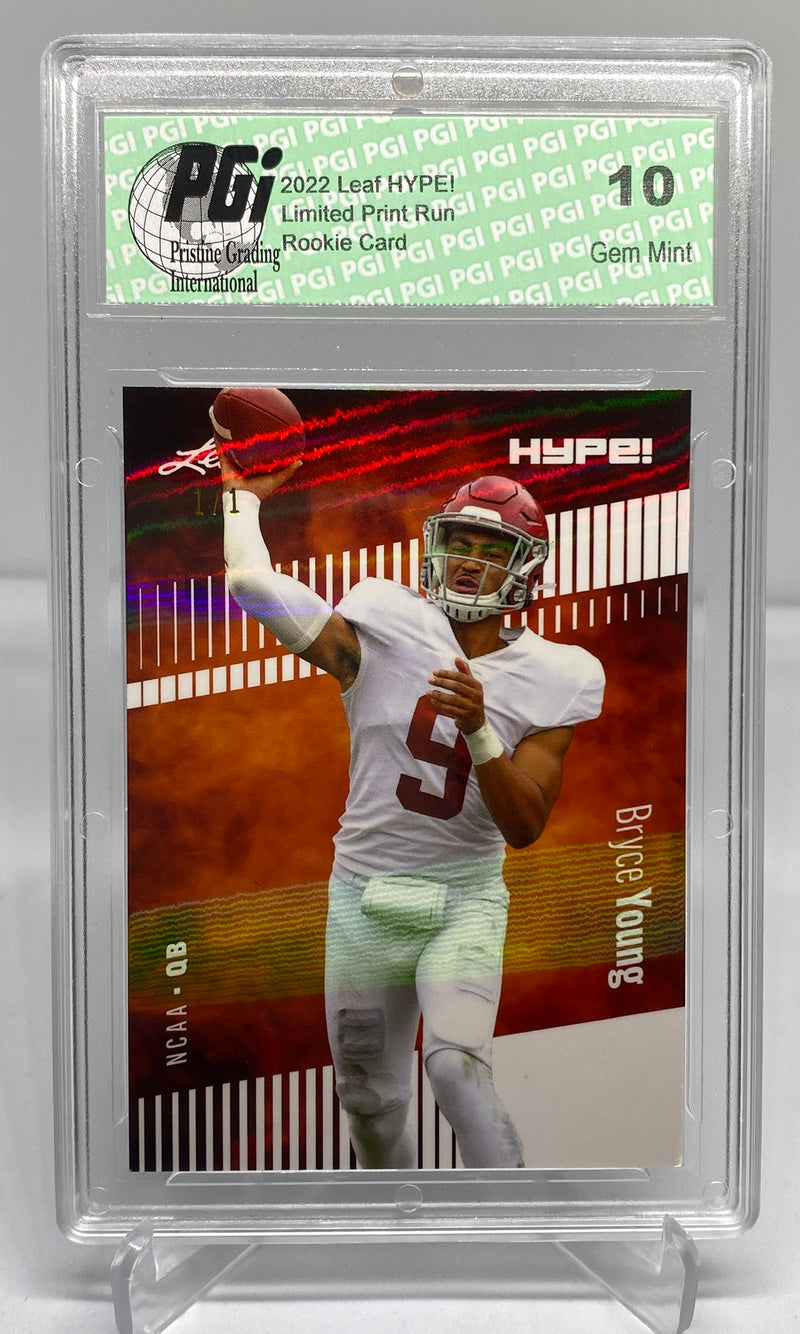 Bryce Young Rookie Card Carolina PGI 10 Gem Mint Football Trading Card 2022 Leaf HYPE! #80A White Shimmer 1 of 1