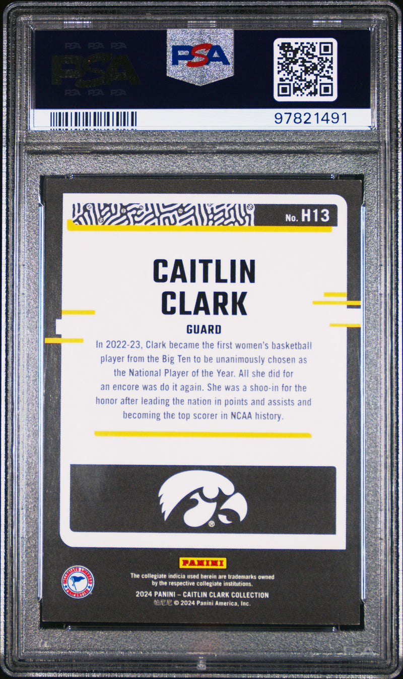 PSA 9 2024 Panini Caitlin Clark Collection #H13 Pointed Stars 49/299 Rookie Card Iowa Hawkeyes