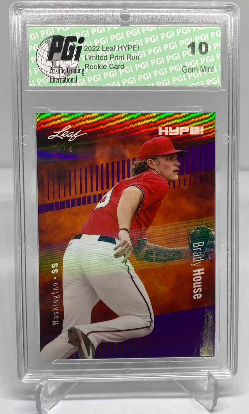 Brady House 2022 Leaf HYPE! #70 Purple Shimmer 1 of 1 Rookie Card PGI 10