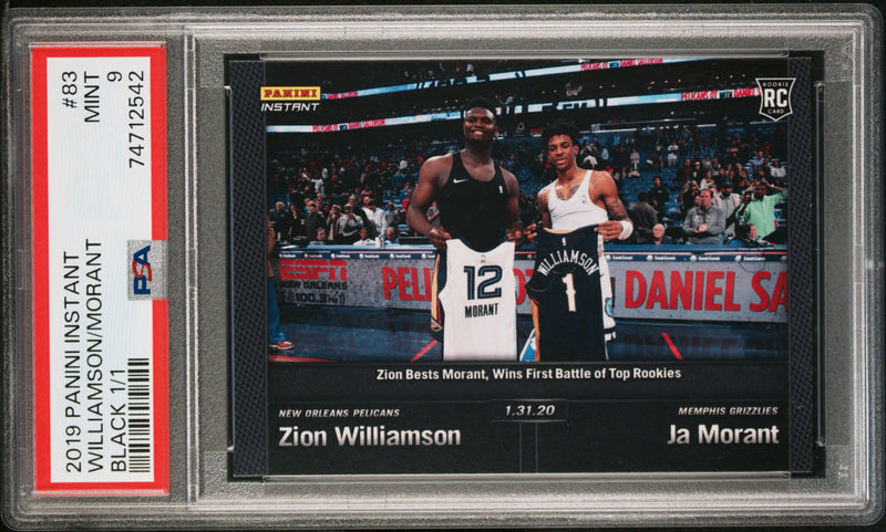 PSA 9 Zion Williamson & Ja Morant 2019 Panini Instant #9 Rookie Card Black 1/1