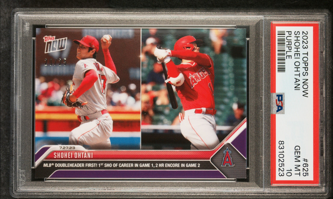 PSA 10 GEM-MT Shohei Ohtani 2023 Topps Now #625 Rare Trading Card Purple SP #20/25