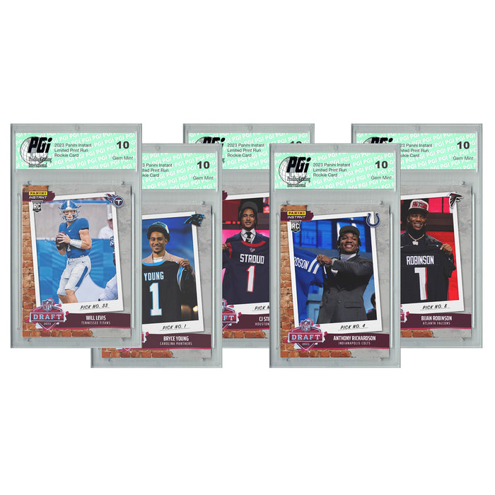 Panini Instant 5-Card 2023 NFL Draft Night Rookie Card Lot PGI 10