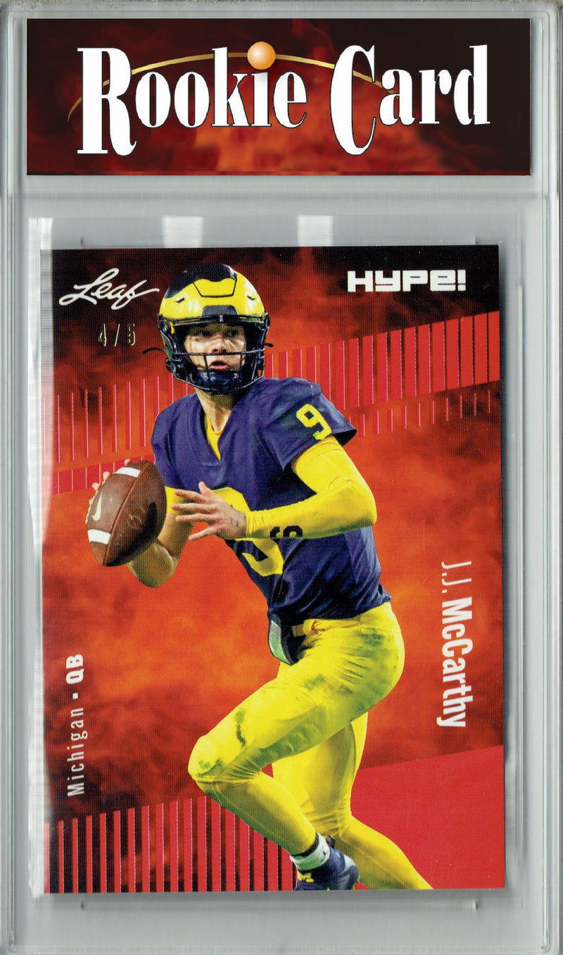 J.J. McCarthy Rookie Card Minnesota Football Trading Card 2023 Leaf HYPE! #122A Red SP Just 5 Made  Certified Mint+
