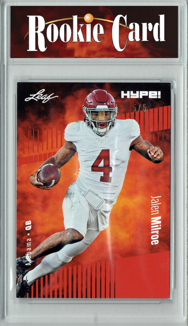 Certified Mint+ Jalen Milroe 2024 Leaf HYPE! #146 Red SP 5 Made Rookie Card Alabama