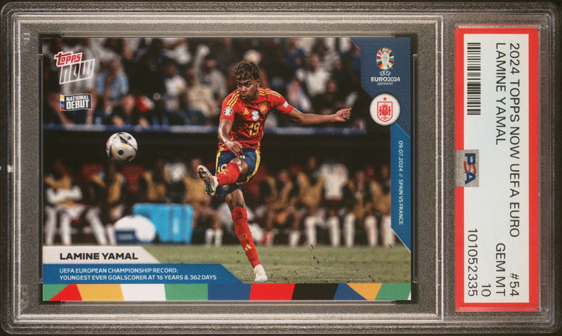 PSA 10 Lamine Yamal 2023 Topps Now #54 Youngest Goal Scorer Rookie Card Spain