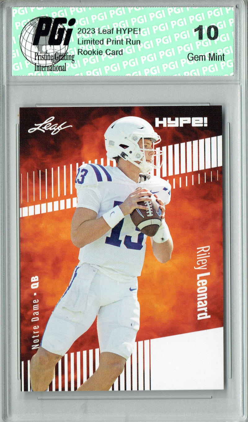 Riley Leonard Rookie Card Notre Dame PGI 10 Gem Mint Football Trading Card 2023 Leaf HYPE! #134 Only 5000 Made!