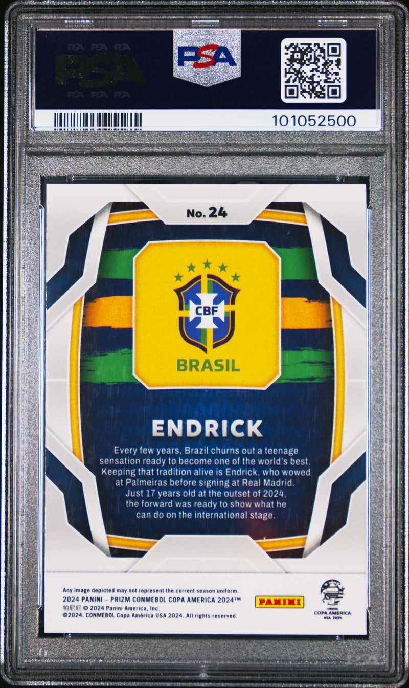 PSA 9 Endrick 2024 Panini #24 Prizm Rookie Card Brazil/Real Madrid
