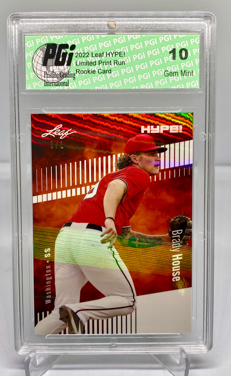 Brady House 2022 Leaf HYPE! #70 White Shimmer 1 of 1 Rookie Card PGI 10