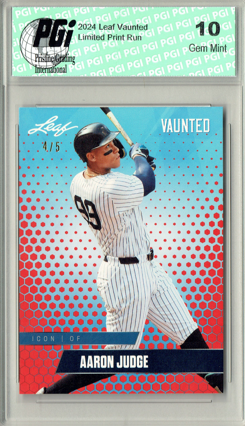 Aaron Judge 2024 Leaf Vaunted #V-06 Red 5 Made Trading Card PGI 10