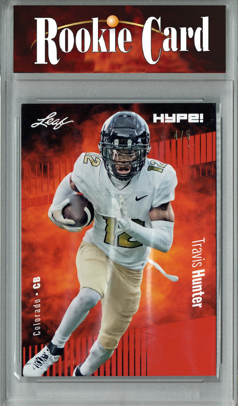 Travis Hunter Rookie Card Colorado Football Trading Card 2024 Leaf HYPE! #157 Red SP 5 Made  Certified Mint+