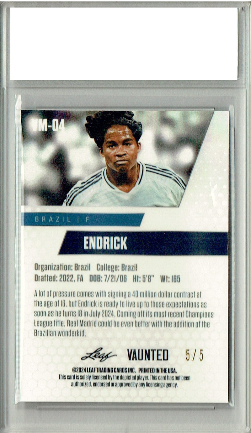 Endrick 2024 Leaf Vaunted Metal #VM-04 Green 5 Made Rookie Card PGI 10