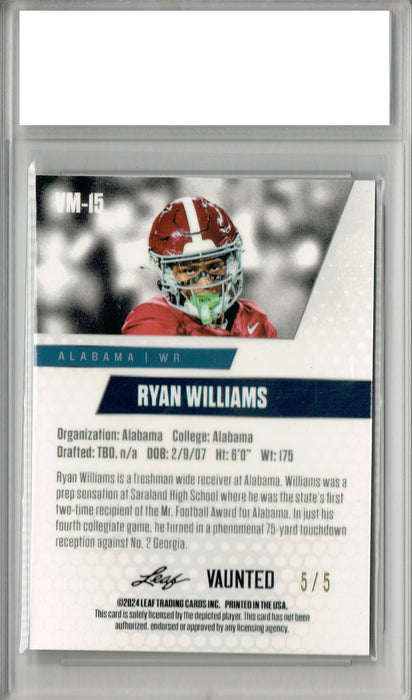 Ryan Wlliams 2024 Leaf Vaunted Metal #VM-15 Green 5 Made Rookie Card PGI 10