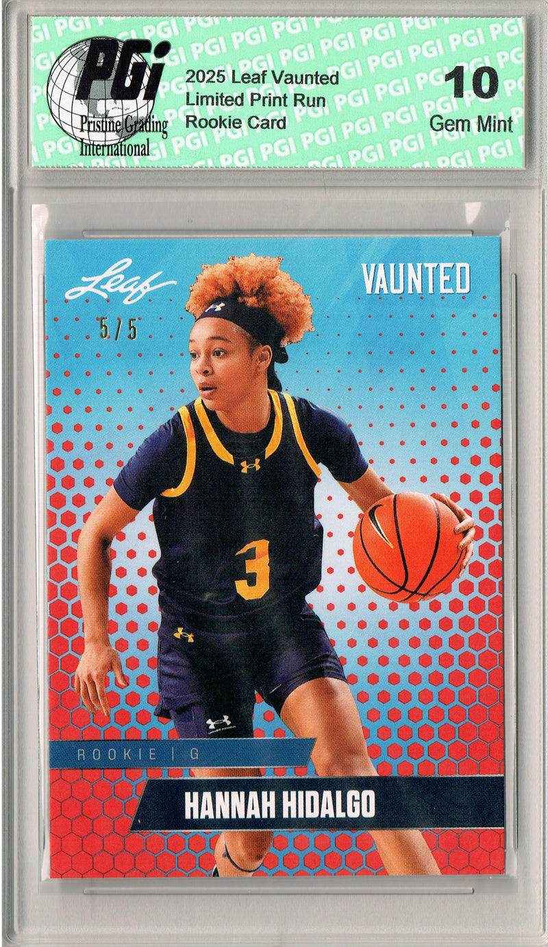 Hannah Hidalgo 2025 Leaf Vaunted #V-03 Red 5 Made Rookie Card PGI 10