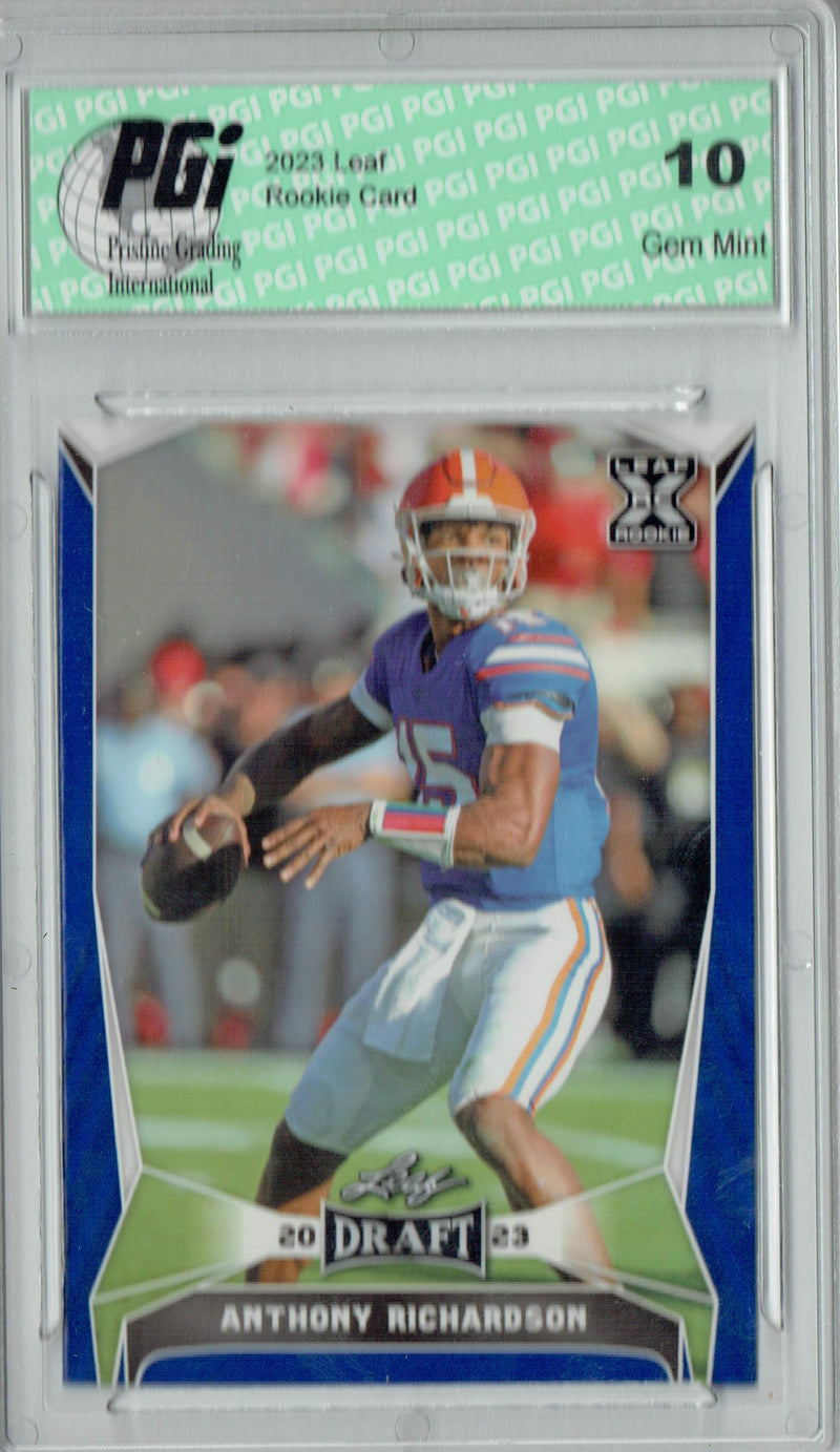 Anthony Richardson Rookie Card Indianapolis PGI 10 Gem Mint Football Trading Card 2023 Leaf Football #40 Blue SP Florida