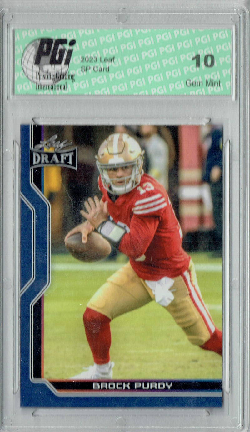 Brock Prdy Trading Card PGI 10 Gem Mint Football Card 2023 Leaf Football #B1-1 Blue SP Special Edition