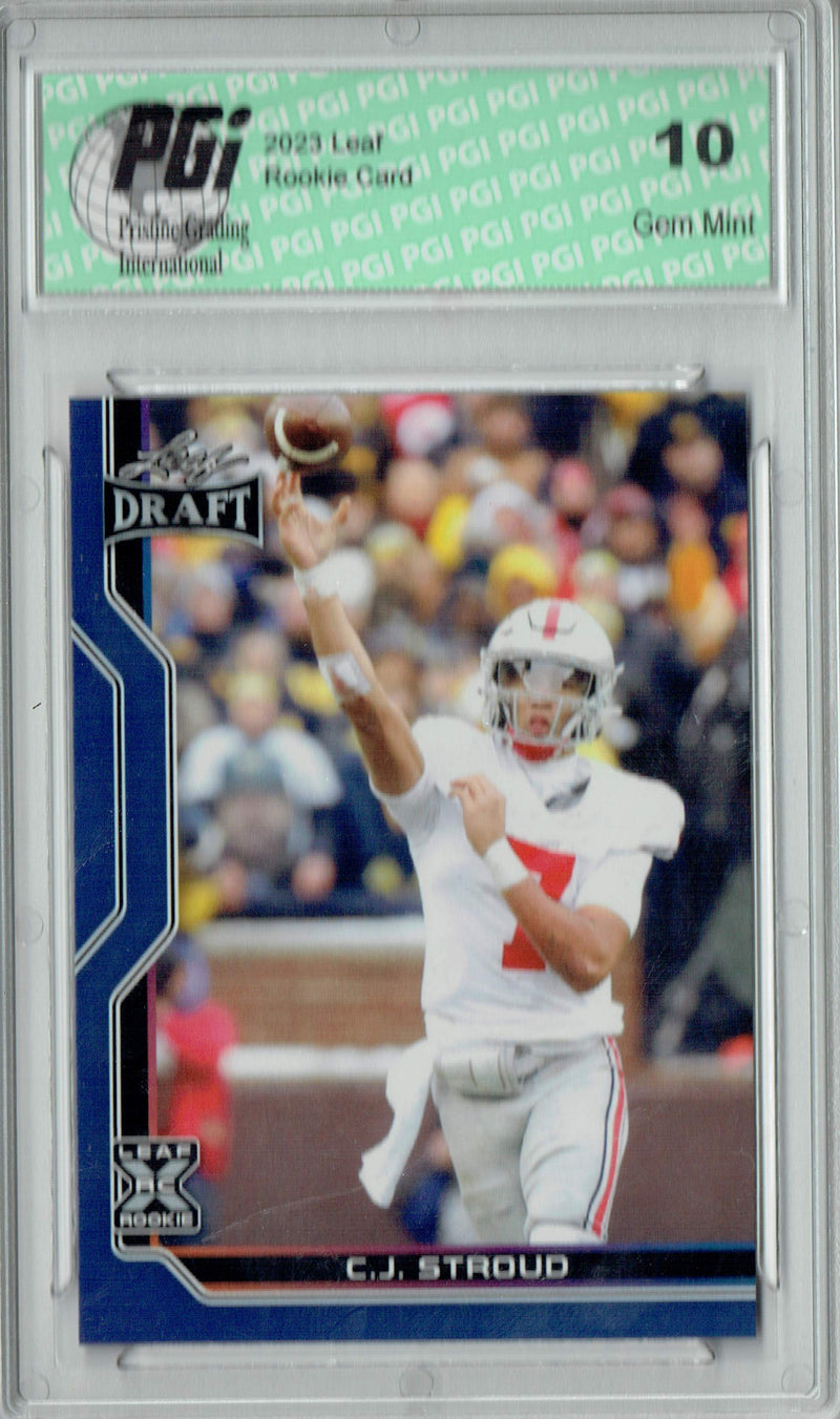 C.J. Stroud 2023 Leaf Football #B1-6 Blue SP Special Edition Rookie Card PGI 10