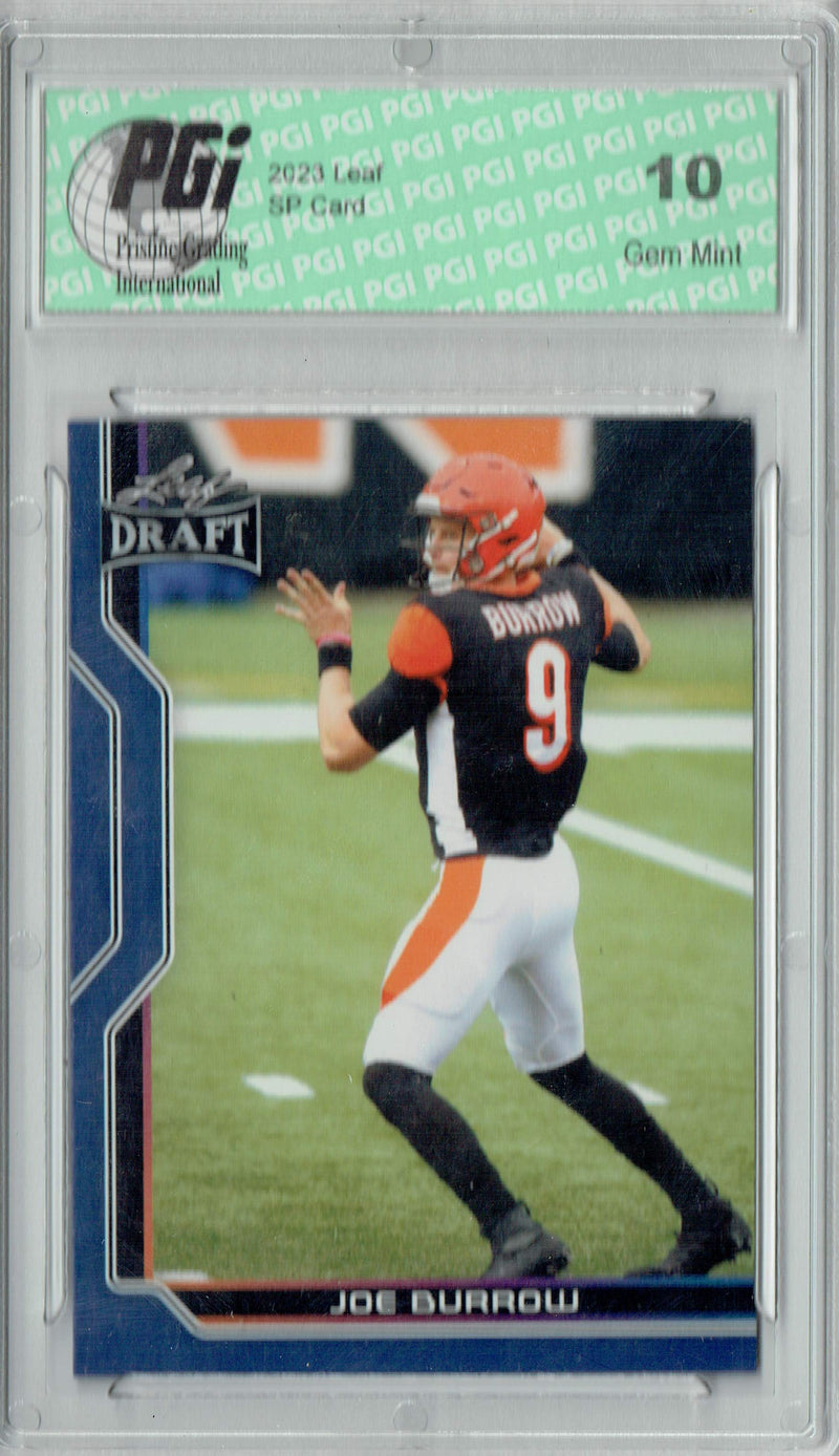 Joe Burrow Trading Card PGI 10 Gem Mint Football Card 2023 Leaf Football #B1-3 Blue SP Special Edition