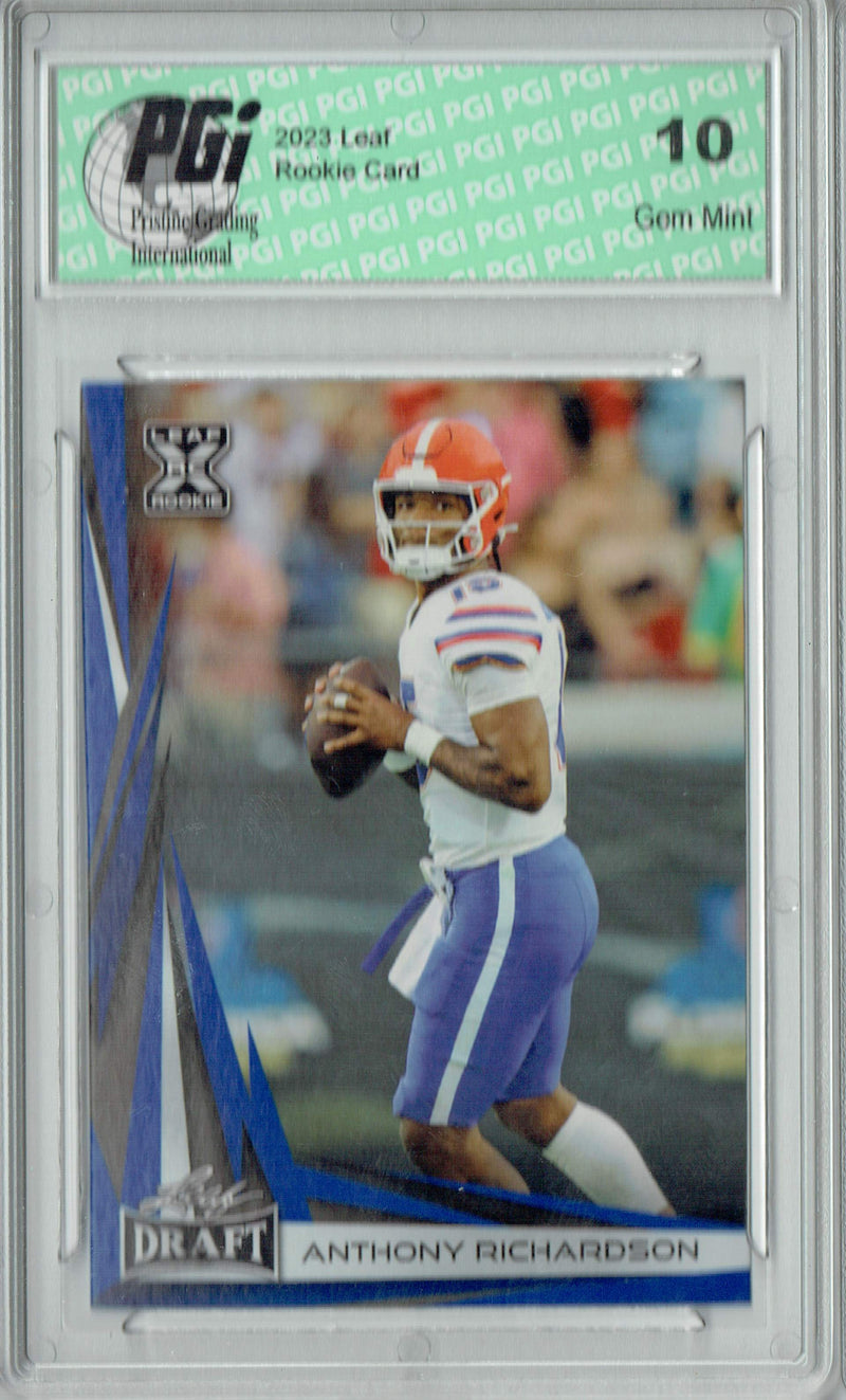 Anthony Richardson Rookie Card Indianapolis PGI 10 Gem Mint Football Trading Card 2023 Leaf Football #B2-7 Blue Special Edition
