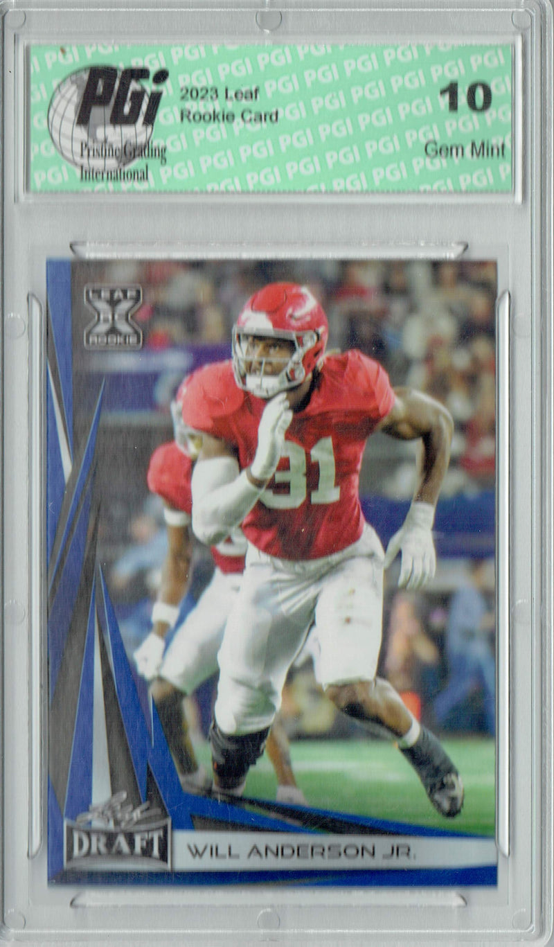 Will Anderson Jr. Rookie Card PGI 10 Gem Mint Football Trading Card 2023 Leaf Football #B1-10 Blue Special Edtn.